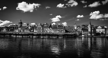 Naklejka premium City Center of Lucerne in Switzerland on a sunny day - travel photography