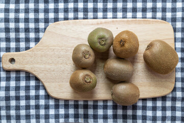Kiwis on the table mat, top view