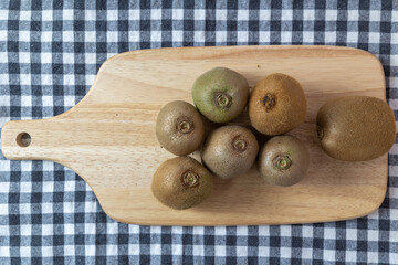 Kiwis on the table mat, top view