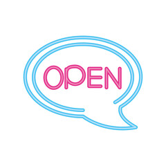 open bubble neon sign icon on white background