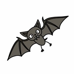 bat doodle icon, vector color cute illustration