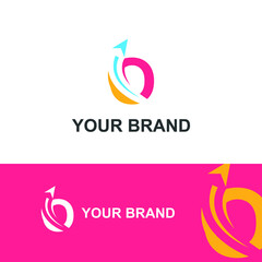 Initial O letter modern logo with arrow plane for logistic, travel, start up template brand