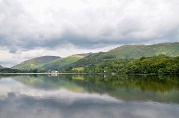 Naklejka premium Mountains an a lake view, Lake District National Park, UK.