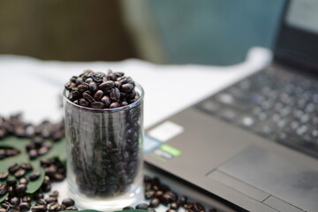coffee beans on a wooden table