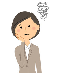 困るスーツの女性