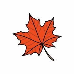 leaf doodle icon, vector color cute illustration
