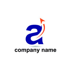 Initial a letter modern logo with arrow plane for logistic, travel, start up template brand