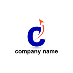 Initial c letter modern logo with arrow plane for logistic, travel, start up template brand