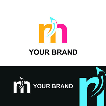 Initial m letter modern logo with arrow plane for logistic, travel, start up template brand
