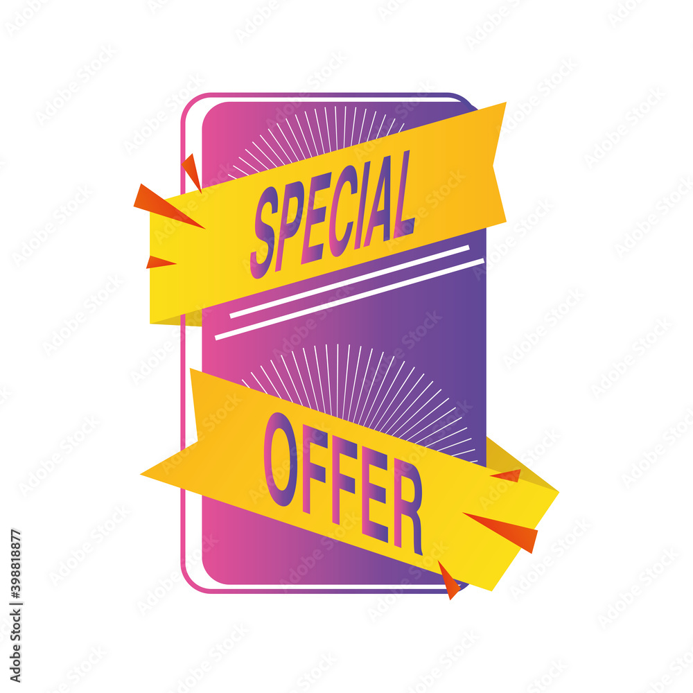 Sticker special offer season, promotion sale commerce banner