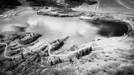 Typical Swiss landscape at Lake Tuebsee in Switzerland - travel photography