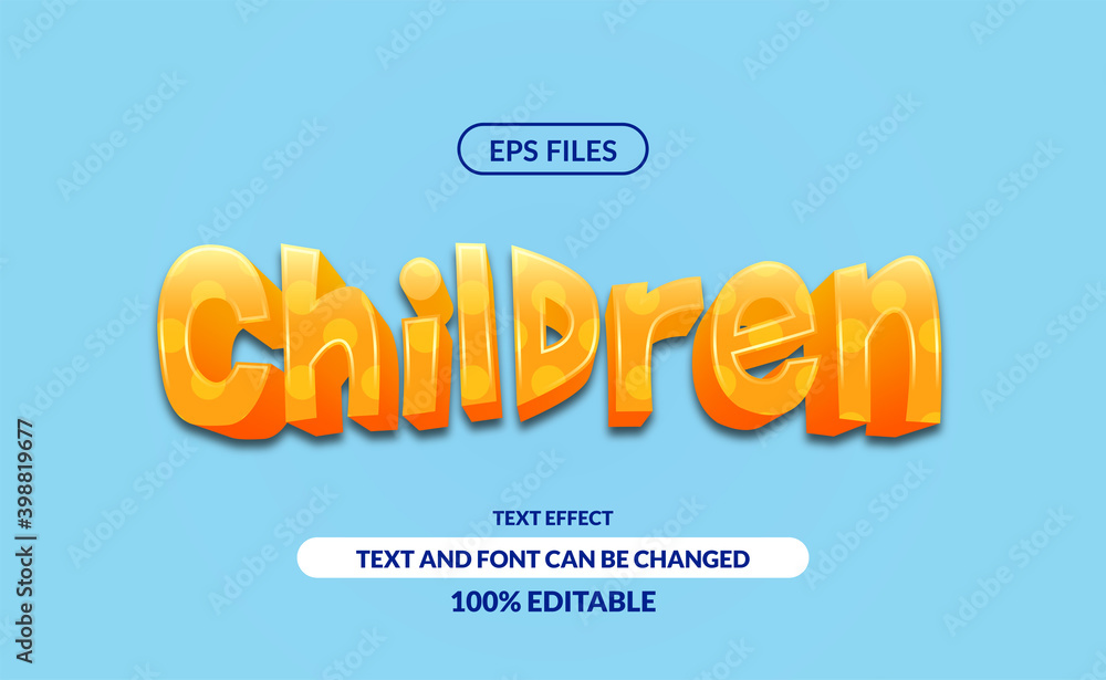 Poster 3d fun children editable text effect. eps vector file. extrude bold for game or display fun