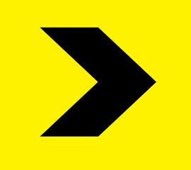 traffic sign right arrow with yellow background.