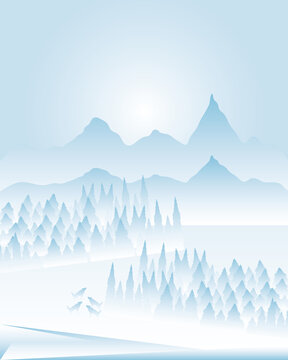 landscape winter cloudy mountins trees nature image