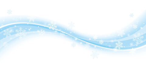 雪の結晶とウェーブの背景　水色