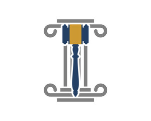 Hammer lawyer firm with pillar behind