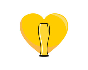 Glass beer inside the love shape