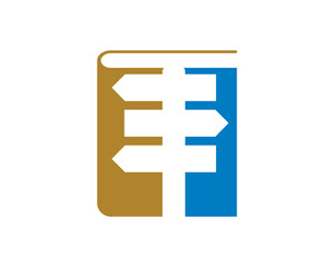 Wooden arrow direction in the book logo