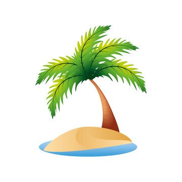 tropical island palm tree sea travel icon image white background