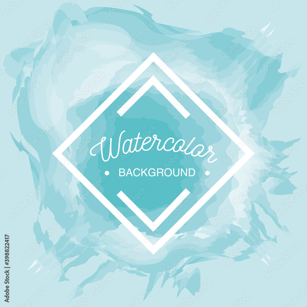 Wall mural hand drawn lettering badge over abstract watercolor background