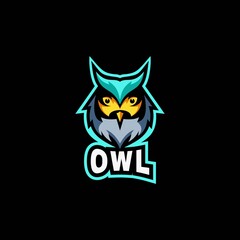 Vector Logo Illustration Owl E-Sport and Sport Style.