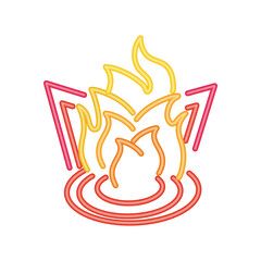 fire flame neon sign icon on white background