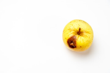 Yellow eco apple on a white background