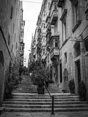 Typical street view in the historic district of Valletta