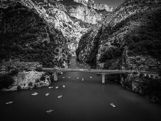 Boats on Verdon River in France - the Verdon Canyon is a famous landmark