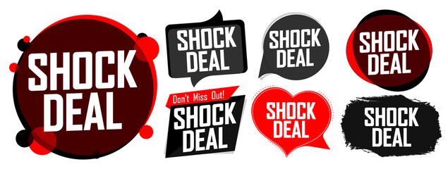 Set Shock Deal tags, sale banners design template, vector illustration