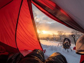 tent snow winter hiking