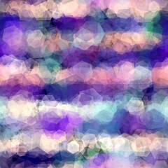 Seamless geo splattered hexagon shape pattern print. High quality illustration. Detailed digital render of polygonal shapes spread like confetti and glowing. Seamless repeat raster jpg pattern swatch.