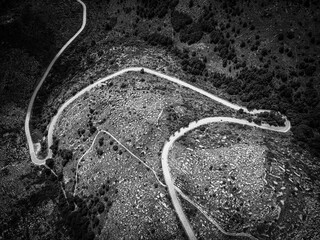 Pass Street in the French Alps - view from above