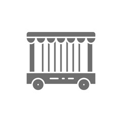 Animal cage, circus animal show grey icon.