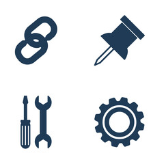 Vector icon set for pin, tool, and gear EPS10