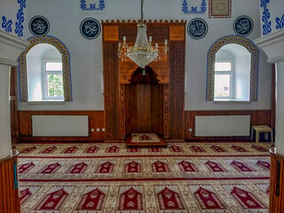View of a small mosque from inside, no congregation inside