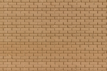 Full frame abstract texture background of a vintage traditional clay brick wall with mild grunge look, painted brown