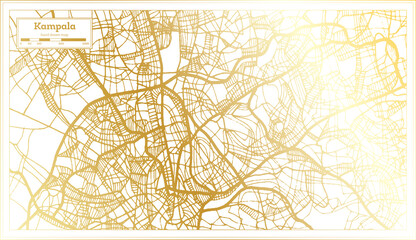 Kampala Uganda City Map in Retro Style in Golden Color. Outline Map.