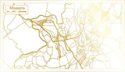 Obraz premium Maseru Lesotho City Map in Retro Style in Golden Color. Outline Map.