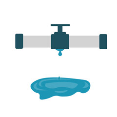 Leaking pipe with flowing water   illustration