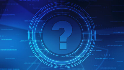 2d illustration question mark,Cyber Technology Background,Concept of thinking
