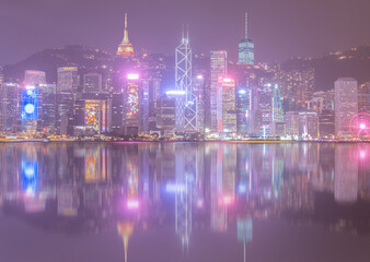 Fototapeta na wymiar Hong Kong and New York Landmarks at Night