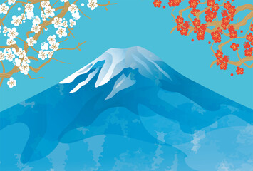 和風 桜と富士山と波の日本画風イラスト Wall Mural ヨーグル 和風 桜と富士山と波の日本画風イラスト Wall Mural ヨーグル