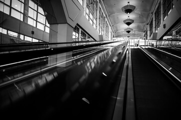Black and white escalator