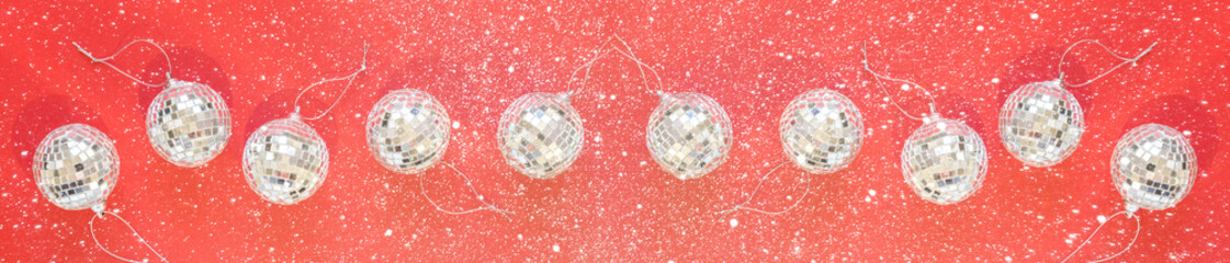 Mirror disco balls Greeting card concept voor Christmas, New Year, party