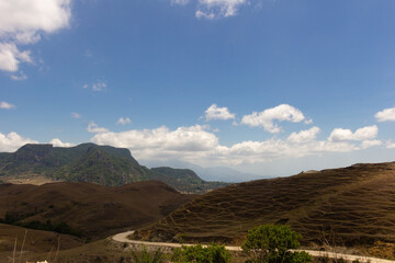 Fototapeta na wymiar Viqueque landscape with sky and clouds, Timor Leste