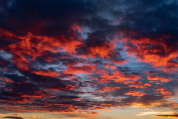 Sunset at city with building silhouette
