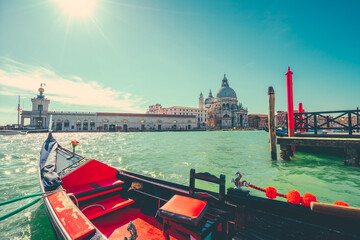 Obraz premium Basilica di Santa Maria della Salute seen from gondola boat in Venice, Italy