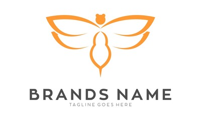 Bee illustration vector logo