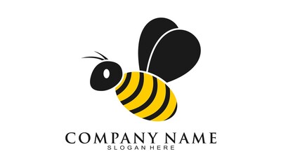 Cute bee illustration vector logo design
